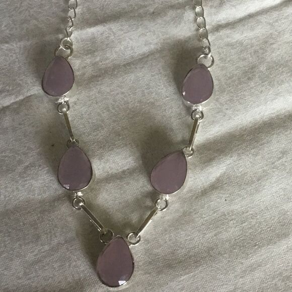 NWOT Sterling Silver Rose Quartz Adj. Necklace - Picture 1 of 12